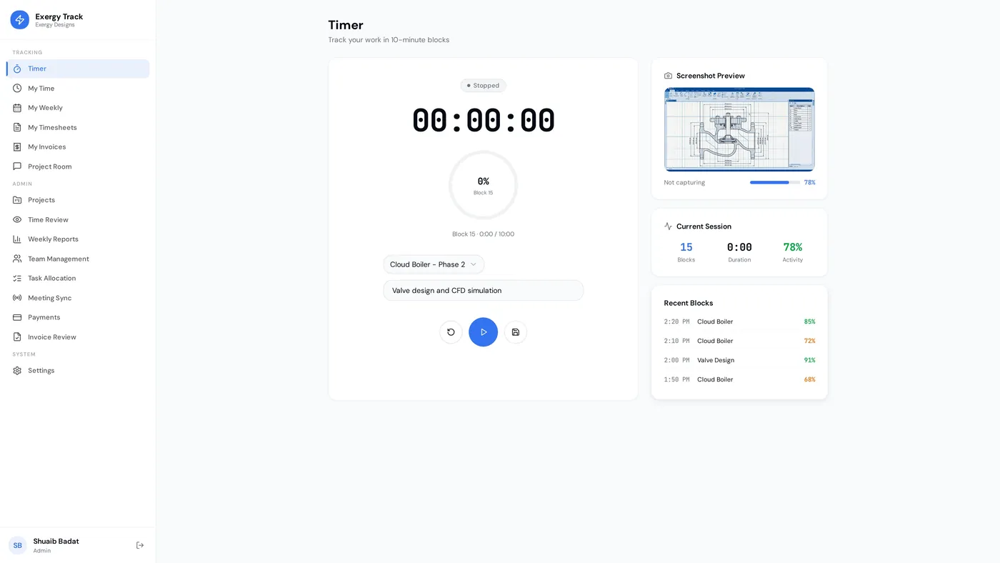 Exergy Track timer